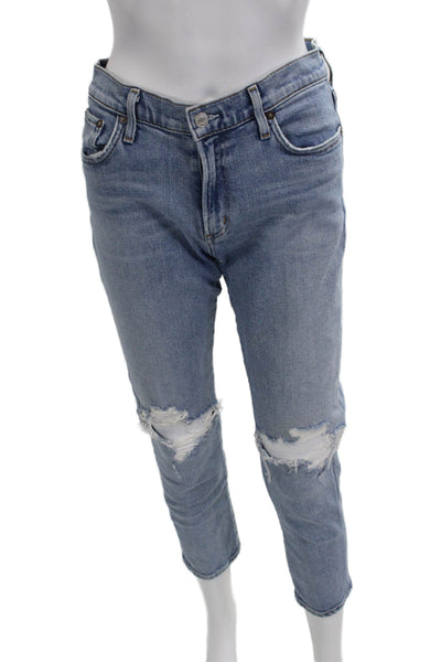 Agolde Women Cropped Ankle Jeans Light Blue Mid Rise Size 27