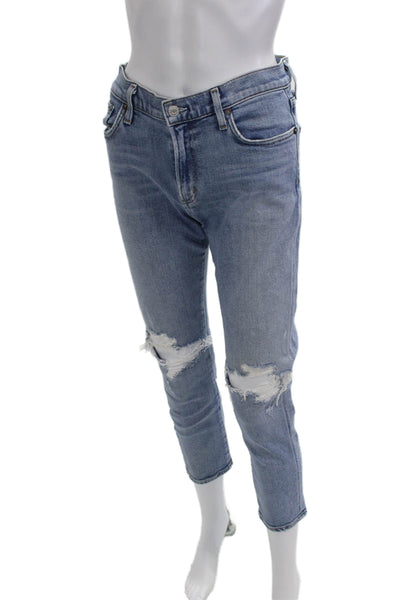 Agolde Women Cropped Ankle Jeans Light Blue Mid Rise Size 27