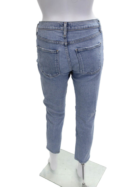 Agolde Women Cropped Ankle Jeans Light Blue Mid Rise Size 27