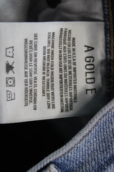Agolde Women Cropped Ankle Jeans Light Blue Mid Rise Size 27