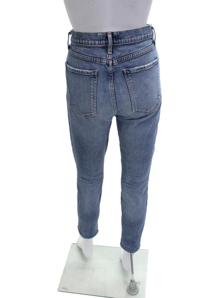 Agolde Women Ankle Cropped Mom Jeans Blue Size 27