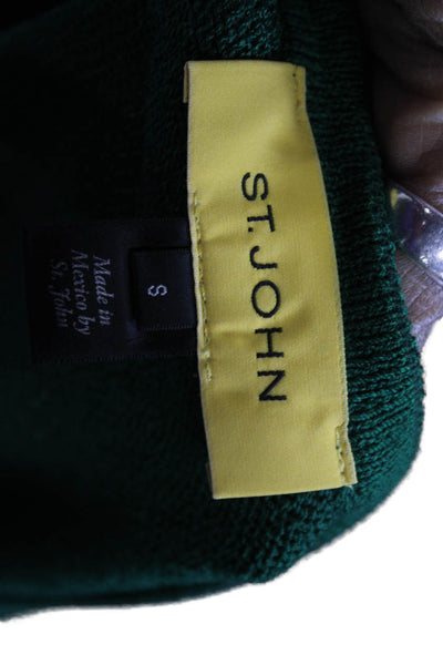 St. John Unisex Green Polka Dot Wool Rayon Cardigan 3/4 Sleeve Size S