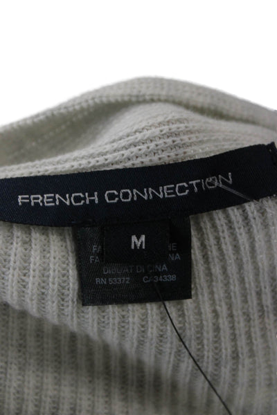 French Connection Unisex Pullover Gray Merino VNeck Floral Long Sleeve Size M