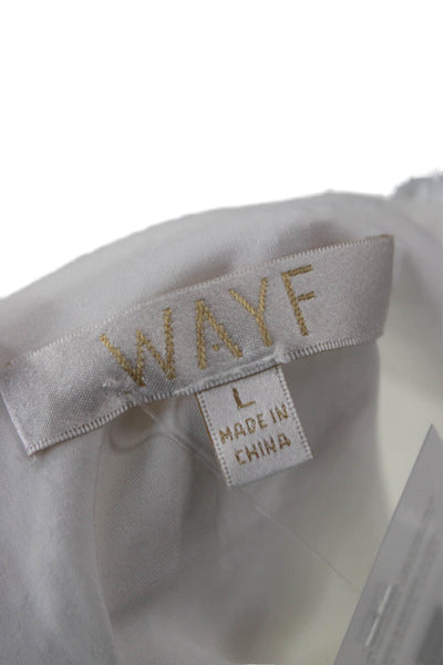 Wayf Womens White Long Sleeve Round Neck Blouse Fall Size L