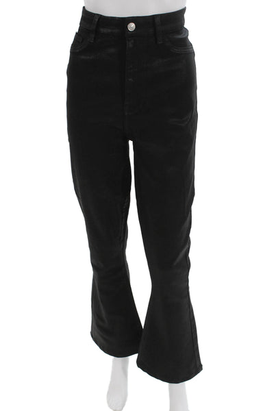 7 For All Mankind Womens Cropped Jeans Black Mid Rise Size 28