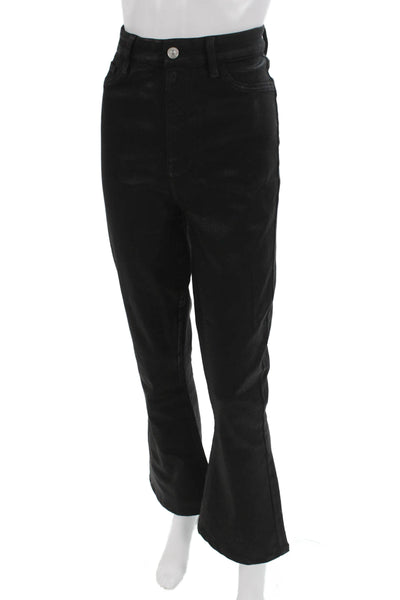 7 For All Mankind Womens Cropped Jeans Black Mid Rise Size 28