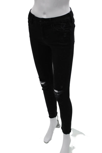 Mother Womens Ankle Skinny Black Jeans Mid Rise Button Fly Size 25