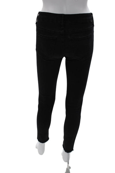 Mother Womens Ankle Skinny Black Jeans Mid Rise Button Fly Size 25