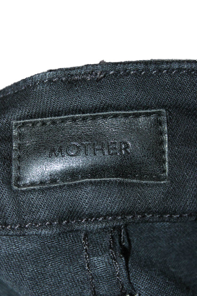 Mother Womens Ankle Skinny Black Jeans Mid Rise Button Fly Size 25