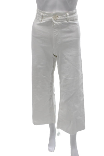 Zara Womens Cropped High Waist White Jeans Size 24