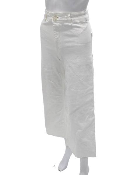 Zara Womens Cropped High Waist White Jeans Size 24