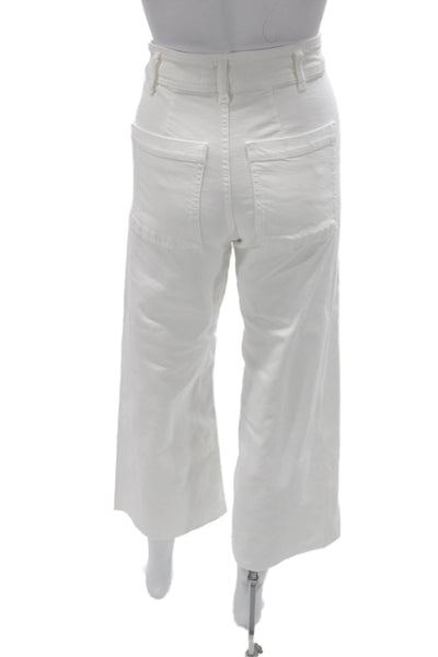 Zara Womens Cropped High Waist White Jeans Size 24