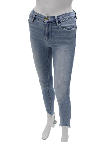 Frame Women Skinny Ankle Jeans Light Blue Mid-Rise Size 25
