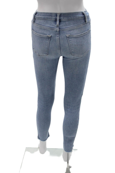Frame Women Skinny Ankle Jeans Light Blue Mid-Rise Size 25