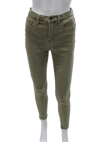 Madewell Womens Green Ankle Skinny Jeans Mid Rise Button Fly Size 25