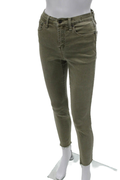 Madewell Womens Green Ankle Skinny Jeans Mid Rise Button Fly Size 25