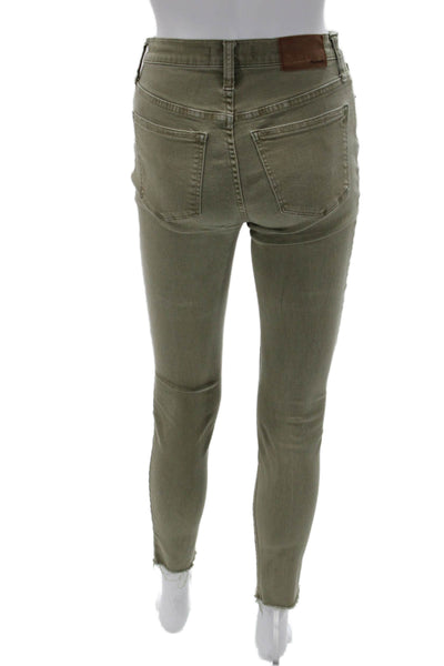 Madewell Womens Green Ankle Skinny Jeans Mid Rise Button Fly Size 25