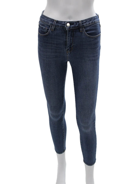 L'Agence Women Ankle Skinny Dark Blue Mid Rise Jeans Size 25