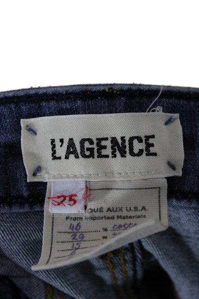 L'Agence Women Ankle Skinny Dark Blue Mid Rise Jeans Size 25