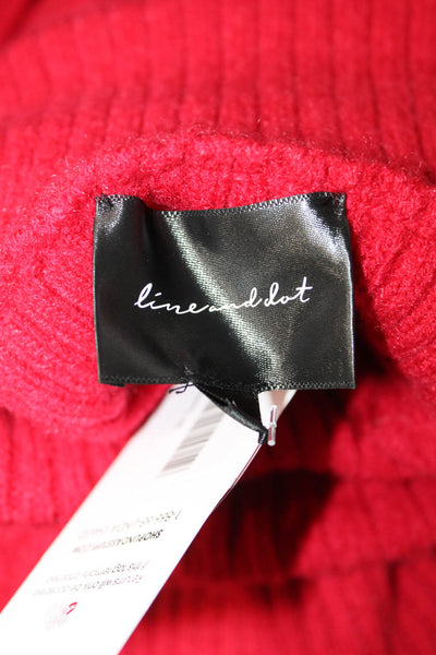 Line & Dot Unisex Pullover Sweater Red Turtleneck Button Front Size M