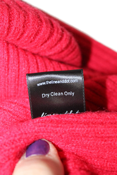 Line & Dot Unisex Pullover Sweater Red Turtleneck Button Front Size M