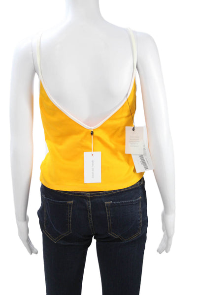 Lovers + Friends Womens Cropped Camisole V-Neck Yellow Polyester Size M
