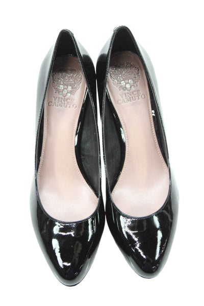 Vince Camuto Women's Round Toe Patent Leather Pumps Shoes Black Size 8.5