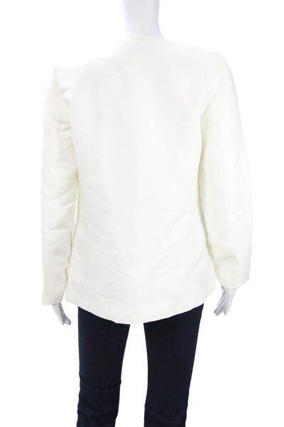 Aligne Womens Classic White Polyester V-Neck Tie Blazer Long Sleeve Size 4
