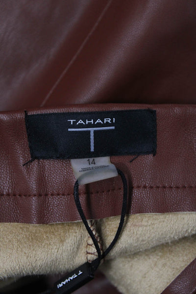 Tahari Women Cropped Dress Pants Brown Polyester Size 14