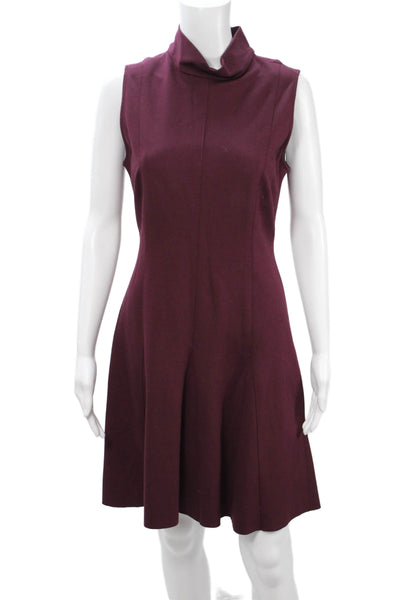 Josie Natori Womens A-Line Fit & Flare Purple Mock Neck Midcalf Dress Size M