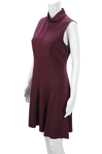 Josie Natori Womens A-Line Fit & Flare Purple Mock Neck Midcalf Dress Size M