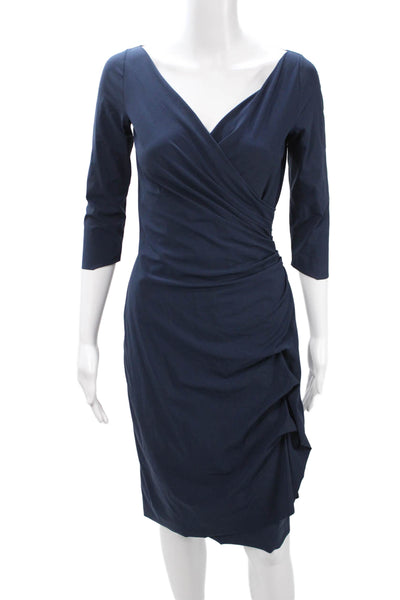 La Petite Robe di Chiara Boni Womens Wrap Dress Dark Blue 3/4 Sleeve Size 42