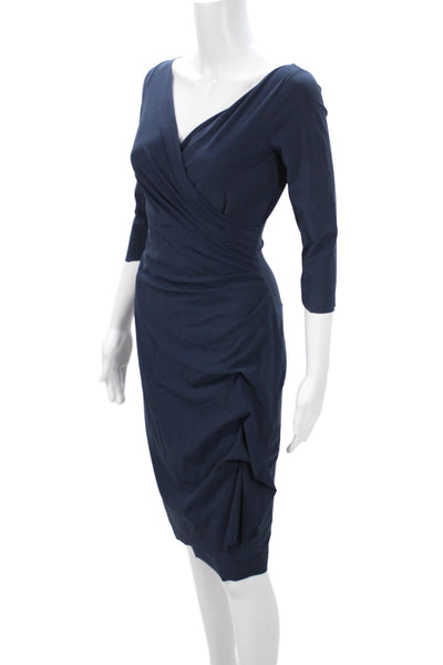 La Petite Robe di Chiara Boni Womens Wrap Dress Dark Blue 3/4 Sleeve Size 42