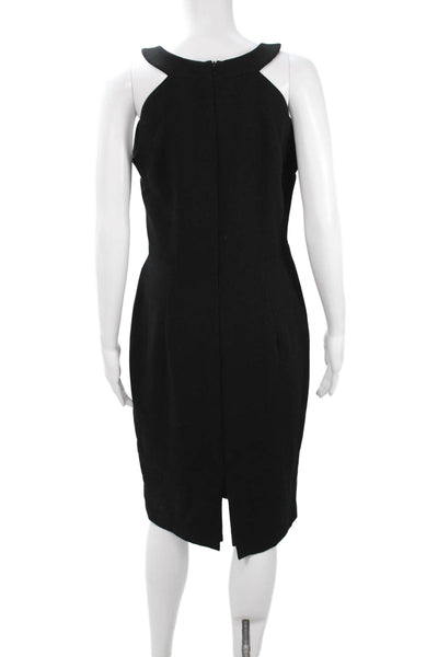 Black Halo Women Sheath Dress Black Sleeveless Zip Midi Size 8