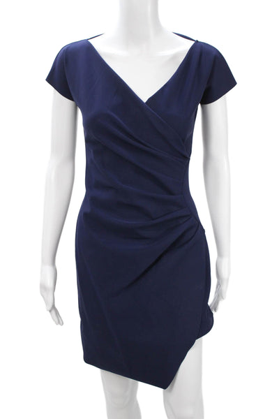 La Petite Robe di Chiara Boni Women Sheath Wrap Dress Dark Blue Size 42