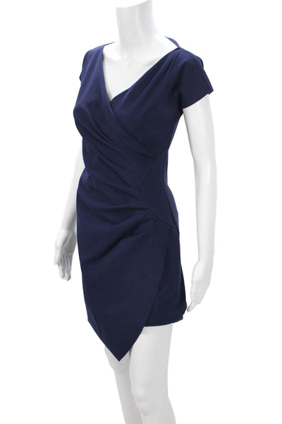 La Petite Robe di Chiara Boni Women Sheath Wrap Dress Dark Blue Size 42