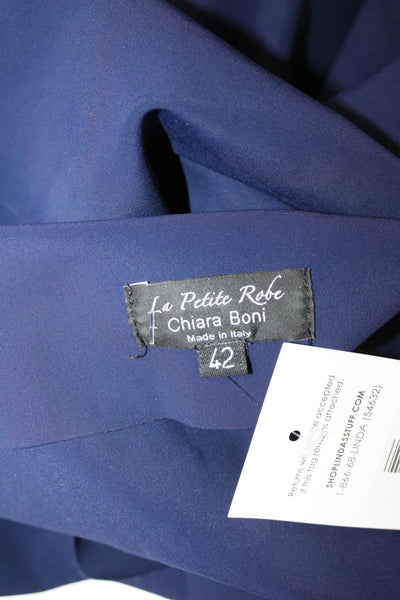 La Petite Robe di Chiara Boni Women Sheath Wrap Dress Dark Blue Size 42