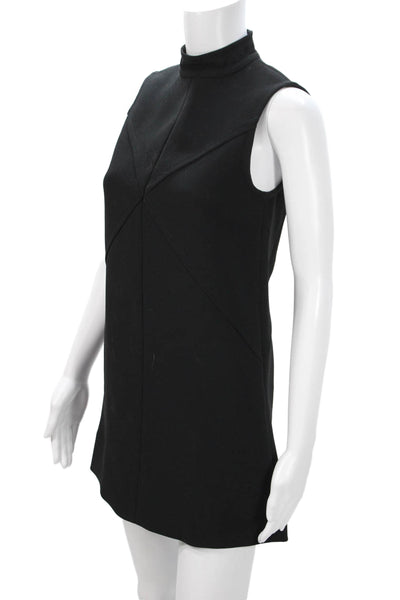 Rachel Zoe Women Shift Mini Dress Black Mock Neck Zip Size 0