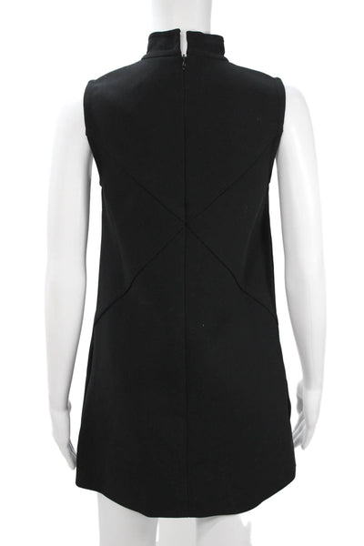 Rachel Zoe Women Shift Mini Dress Black Mock Neck Zip Size 0