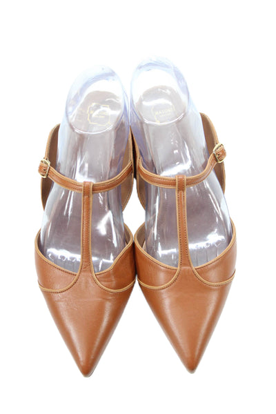 Malone Souliers Womens Leather Buckled Pointed Toe Sandals Brown Size 9.5