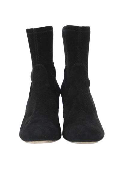 Stuart Weitzman Womens Suede Slip-On Heeled Ankle Boots Black Size 9