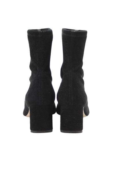 Stuart Weitzman Womens Suede Slip-On Heeled Ankle Boots Black Size 9