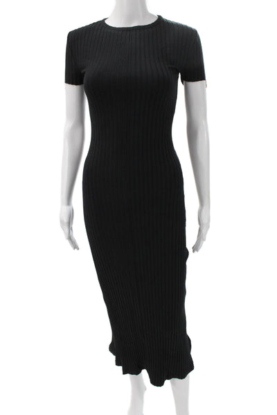 Helmut Lang Womens Black Bodycon Sweater Dress Short Sleeve Full Length Size XS