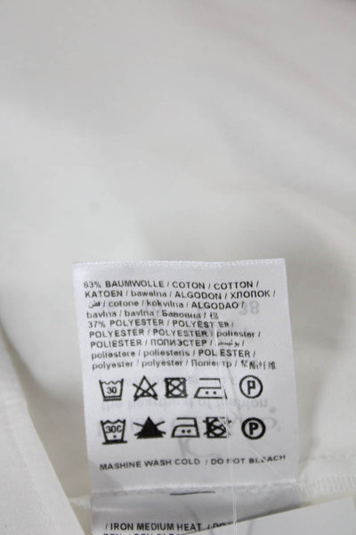 Luisa Cerano Women White Collared Button-Up Blouse 3/4 Sleeve Size 6
