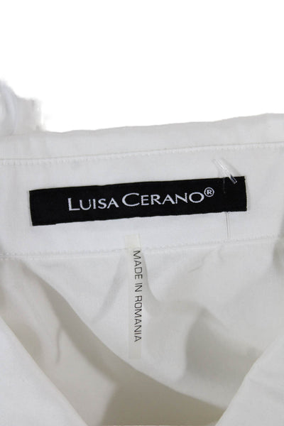 Luisa Cerano Women White Collared Button-Up Blouse 3/4 Sleeve Size 6