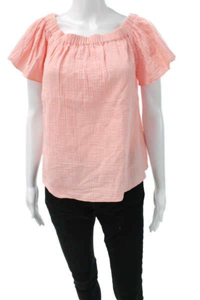 Rebecca Taylor Womens Pink Cotton Bohemian Short Sleeve Blouse Size 4