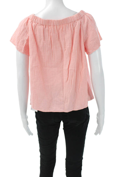 Rebecca Taylor Womens Pink Cotton Bohemian Short Sleeve Blouse Size 4
