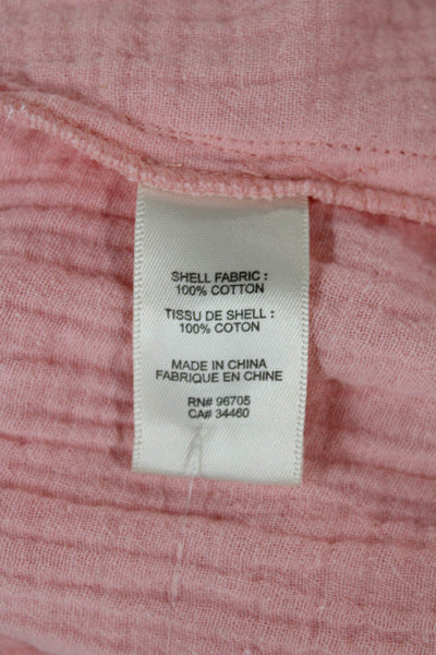 Rebecca Taylor Womens Pink Cotton Bohemian Short Sleeve Blouse Size 4