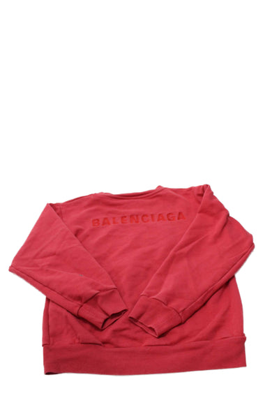Balenciaga Unisex Kids Cotton Blend Pullover Sweatshirt Red Size 8