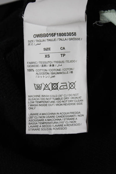Off White Womens Pullover Hoodie Black Cotton Graphic Long Sleeve Size XS